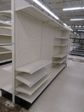 LOT 3 SECTIONS OF DOUBLE-SIDED GONDOLA SHELVING AND END CAP