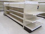LOT 3 SECTIONS OF GONDOLA SHELVING DOUBLE-SIDED AND 2 END CAPS