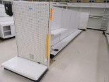 LOT 4 SECTIONS OF DOUBLE-SIDED GONDOLA SHELVING AND 2 END CAPS. SCANNER NOT INCLUDED