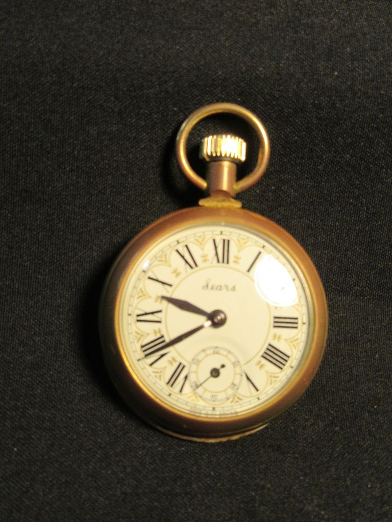 Old sears pocket watch with train on back hot sale