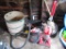 ASSORTMENT OF SWEEPERS INCLUDING SHOP VAC, DIRT DEVIL, GENIE YARD CART, AND