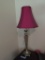 2 DECORATED LAMPS RED SHADES