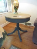 FRENCH MOTIF PAINTED DRUM TABLE