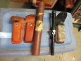 SCHRADE KNIFE HOLDERS FOR BELT, BUCKRIDGE SCOPE, AND GUN CLEANING KIT