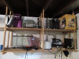 CONTENTS OF SHELF INCLUDING PRESTO PIZZA OVEN, KUERIG MACHINES, OTHER SMALL