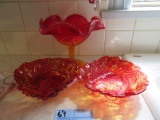 RED AND  YELLOW GLASS DISHES