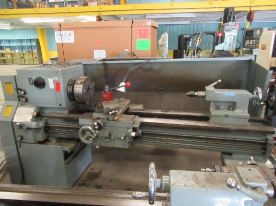 LEBLOND METAL LATHE. 9-1/2 FOOT LONG. 3 PHASE. MISSING OIL CATCH