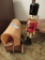 WOODEN COVERED WAGON AND NUTCRACKER