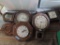 4 WOODEN WALL MOUNT CLOCKS CONSISTING OF THE FOLLOWING COMPANIES: HAMILTON,