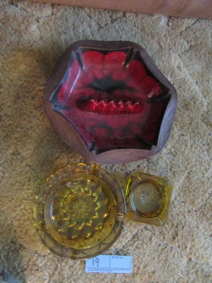 AMBER ASHTRAYS AND OTHER