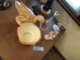 KNICK KNACKS INCLUDING CARDINAL BELL AND GLASS PIECES