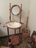WASH BOWL AND PITCHER STAND INCLUDING VINTAGE WASH BOWL