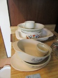 VARIETY OF CORELLE DISHES AND WONDER GLASS OVENWARE
