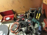 4 POWER DRILLS WITH ELECTRIC NAIL GUN, AND 3 SMALL BOXES CONTAINING TOOLS A