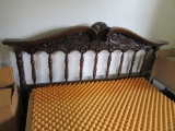 ORNATE HEADBOARD FULL BED WITH MATCHING DRESSER AND MIRROR AND CHEST OF DRA