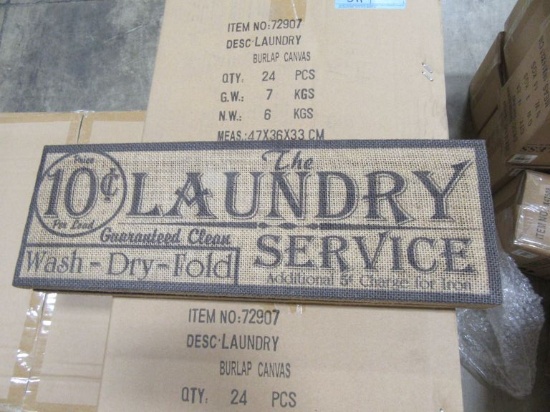 3 CASES OF LAUNDRY BURLAP CANVAS. 24 PIECES PER CASE