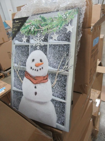 5 CASES OF LIGHTED SNOW HAPPY SNOWING CANVAS. 6 PIECES PER CASE