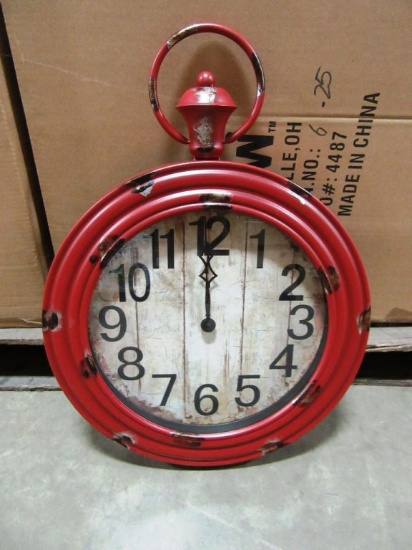 38 BOXES OF WEATHERED RED CLOCK. 1 PIECE PER BOX