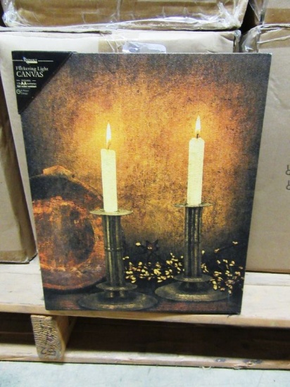 24 BOXES OF LIGHTED PEWTER CANDLES CANVAS WITH TIMER. 12 PIECES PER BOX