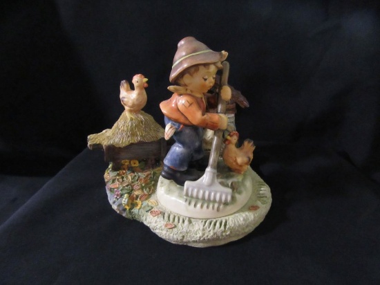 HUMMEL FIGURINE - LITTLE FARM HAND & HUMMELSCAPES COLLECTION MILLENNIUM HAR