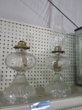 PAIR OF OIL LANTERNS. ONLY ONE SHADE