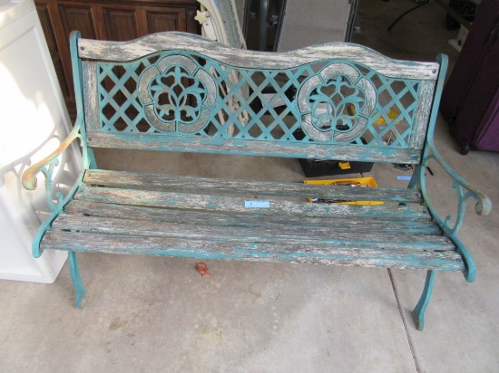 CAST IRON AND WOODEN PARK BENCH