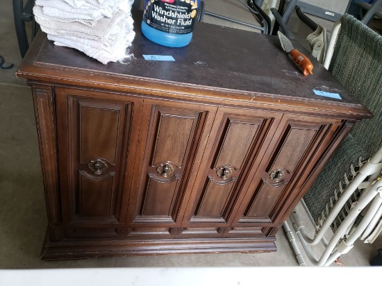 WOOD CABINET WITH DECORATIVE FRONT
