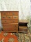 EARLY AMERICAN STYLE CHEST AND NIGHTSTAND