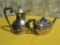 MADE IN ENGLAND TEA AND COFFEE POT. HANDLES AND TOPPERS MADE OF WOOD