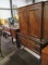 INLAID DOOR CARVED BUFFET TABLE AND INLAID CHINA CUPBOARD
