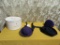 SIZE 22 LADIES PURPLE HAT AND 2 MICHAEL HOWARD WOOL LADY HATS