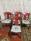 4 WOOD FRAME CHAIRS WITH FLORAL EMBROIDERED SEATS. ONE HOST