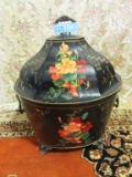 METAL BUCKET INSIDE FLORAL DECORATIVE CONTAINER