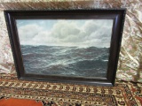 WOOD FRAMED OCEAN PICTURE BY OLE HANSEN 1912 OR 1919