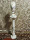 MARBLE COLUMN WITH MARBLE LIGHT. LIGHT HAS BEEN REPAIRED