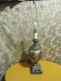 VINTAGE GOLD EMBELLISHED TABLE LAMP. NO SHADE