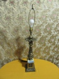 MARBLE AND BRASS TABLE LAMP. NO SHADE