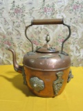 COPPER EMBELLISHED WITH BRASS TEAPOT