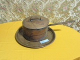 LARGE COPPER PAN WITH LID AND TRAY