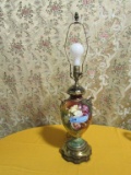 VINTAGE IRIS PAINTED TABLE LAMP