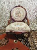 ROSE CARVED VICTORIAN STYLE TAPESTRY CHAIR