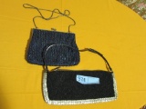 NAVY BLUE AND BLACK WITH RHINESTONE TRIM BEADED BAGS