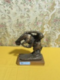 COWBOY FIGURINE BY AUSTIN PRODINE 1969 ON WOODEN BASE