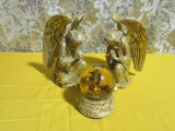 ANGEL MUSICAL SNOW GLOBE AND ANGEL FIGURINES