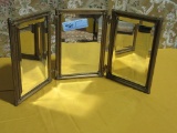 VICTORIAN TRI FOLD VANITY MIRROR WITH HANGER