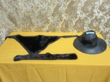 ATEILIER LUCAS MADE IN LONDON ENGLAND LADIES HAT. HALSTON SCARF AND BELT