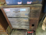 STAINLESS STEEL AND WOOD CABINET WITH HARDWARE AND ETC