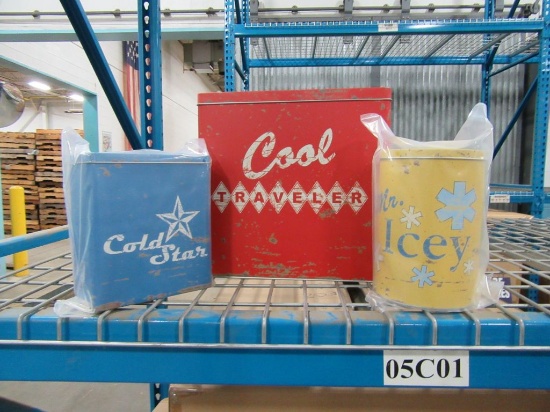 5 CASES OF RETRO COOLER TINS SET OF 3. 6 SETS PER CASE