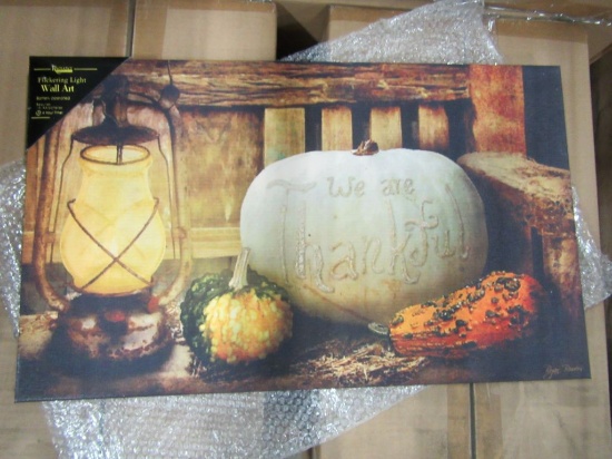 10 CASES OF LIGHTED THANKFUL CANVAS. 8 PIECES PER CASE