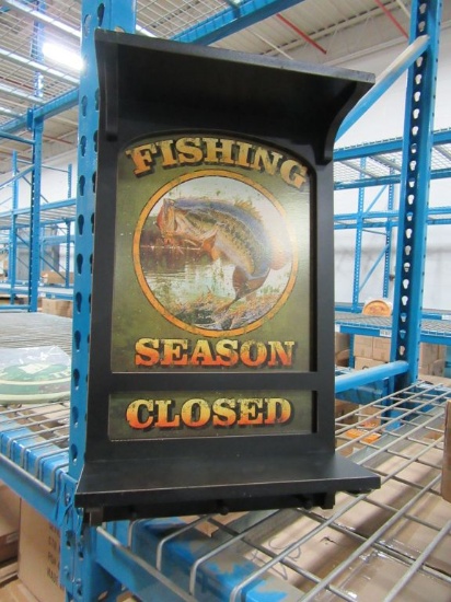 12 CASES OF OPEN CLOSED FISHING SEASON RACK. 4 PIECES PER CASE